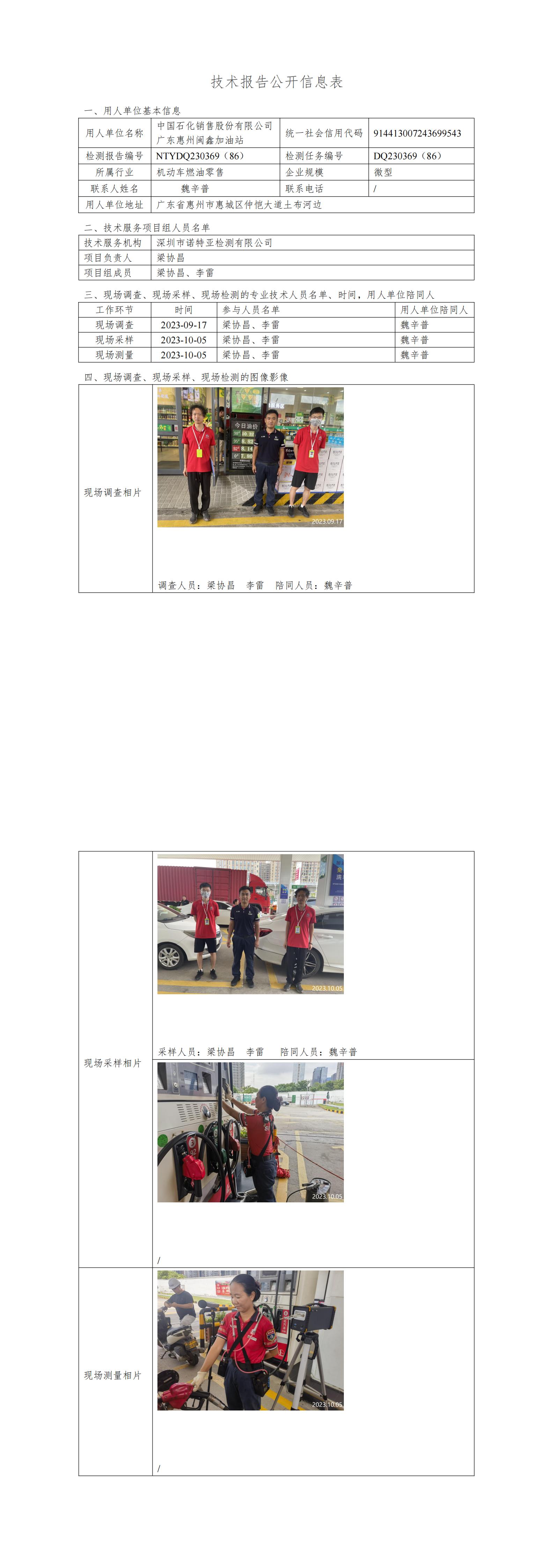 NTYDQ230369（86）- 中国石化销售股份有限公司广东惠州闽鑫加油站