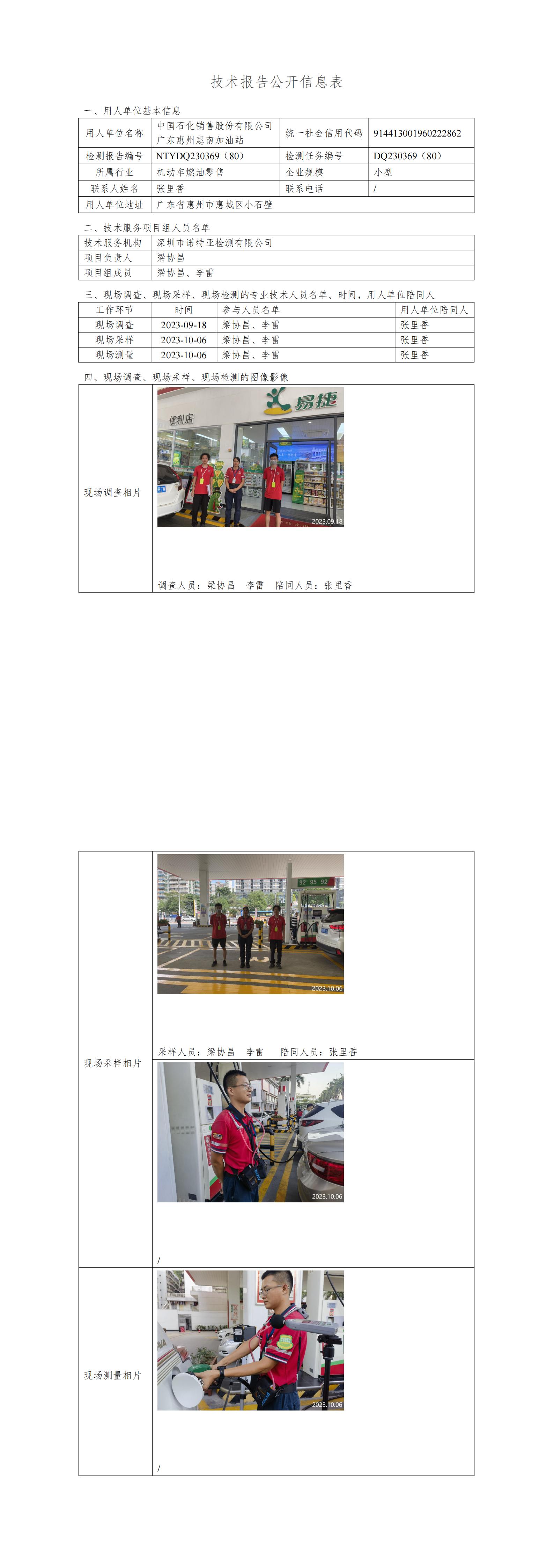 NTYDQ230369（80）- 中国石化销售股份有限公司广东惠州惠南加油站