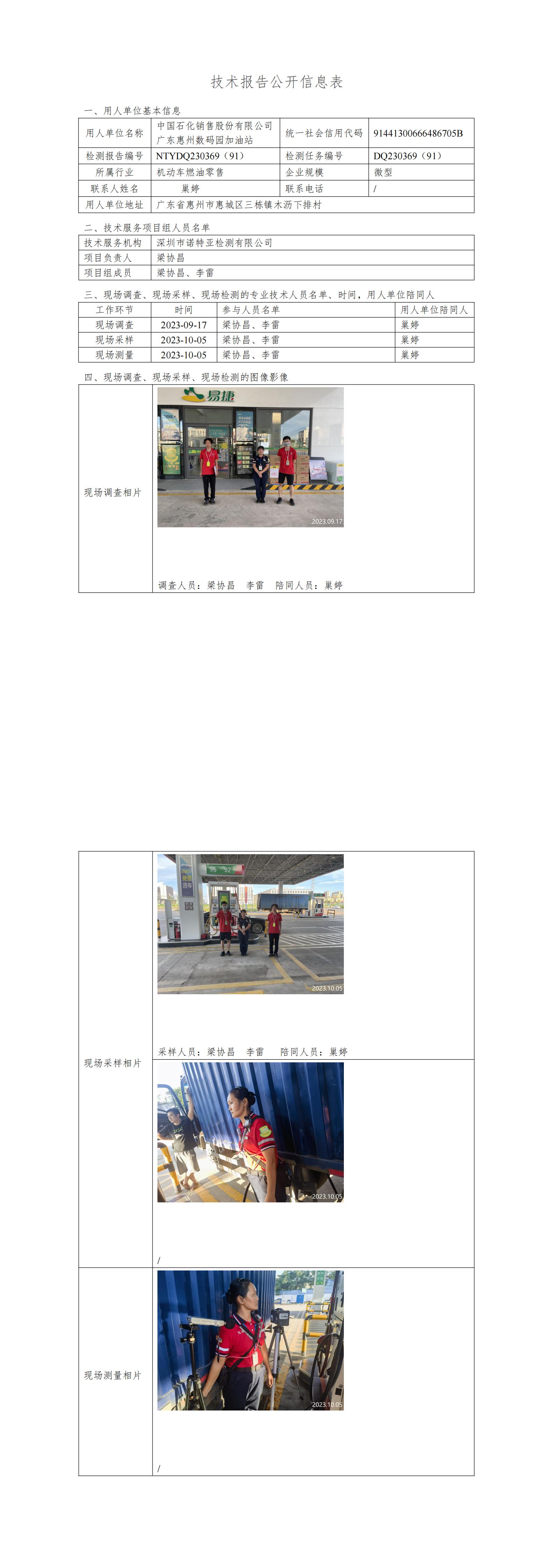 NTYDQ230369（91）- 中国石化销售股份有限公司广东惠州数码园加油站