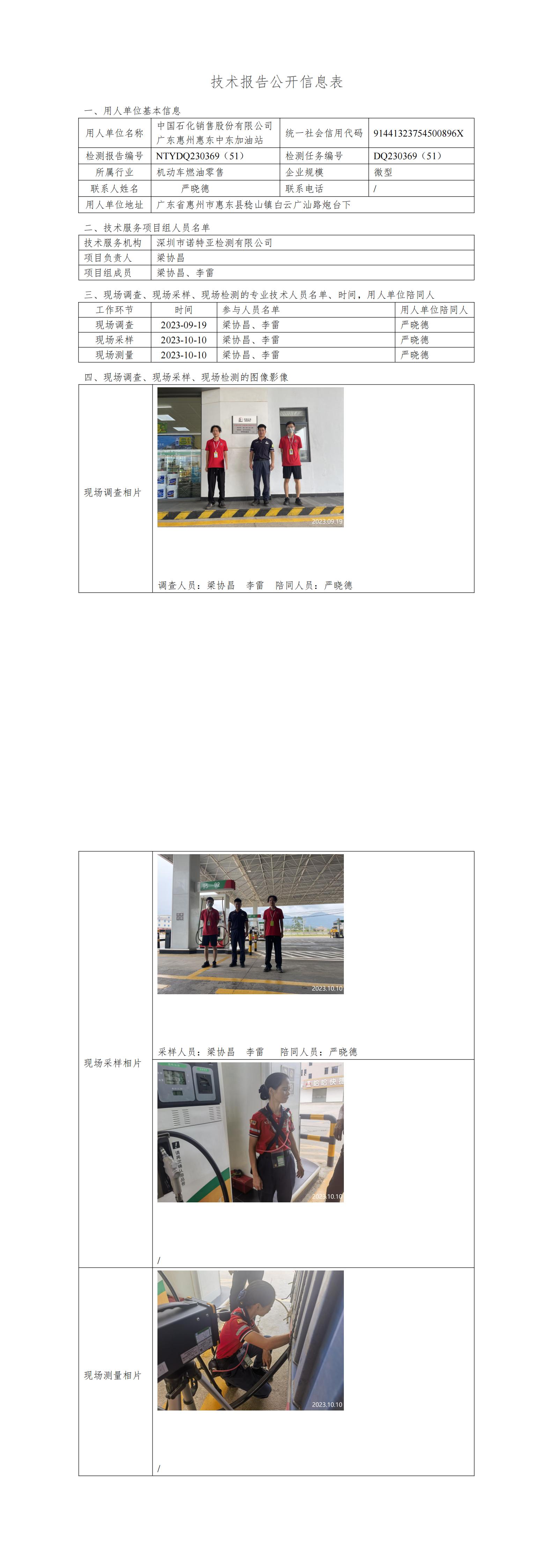 NTYDQ230369（51） - 中国石化销售股份有限公司广东惠州惠东中东加油站