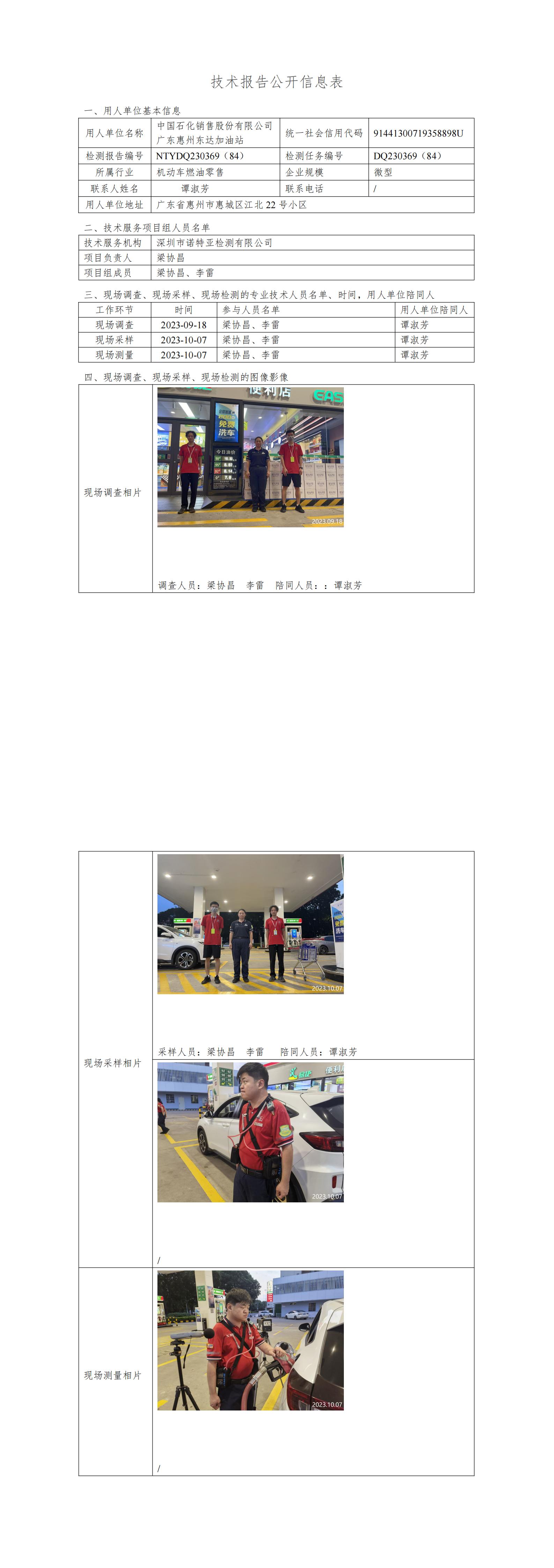 NTYDQ230369（84）- 中国石化销售股份有限公司广东惠州东达加油站