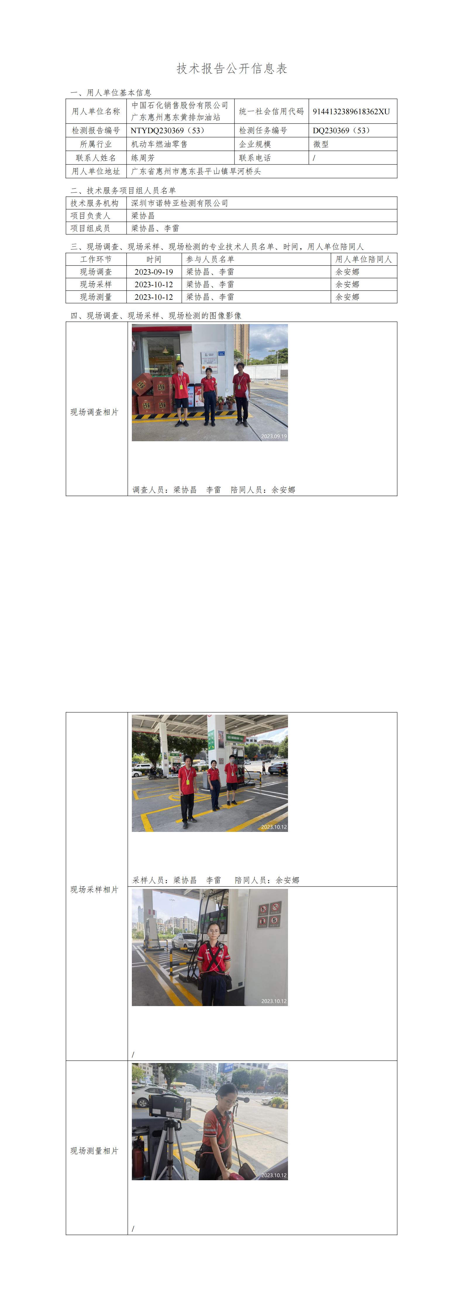 NTYDQ230369（53）- 中国石化销售股份有限公司广东惠州惠东黄排加油站