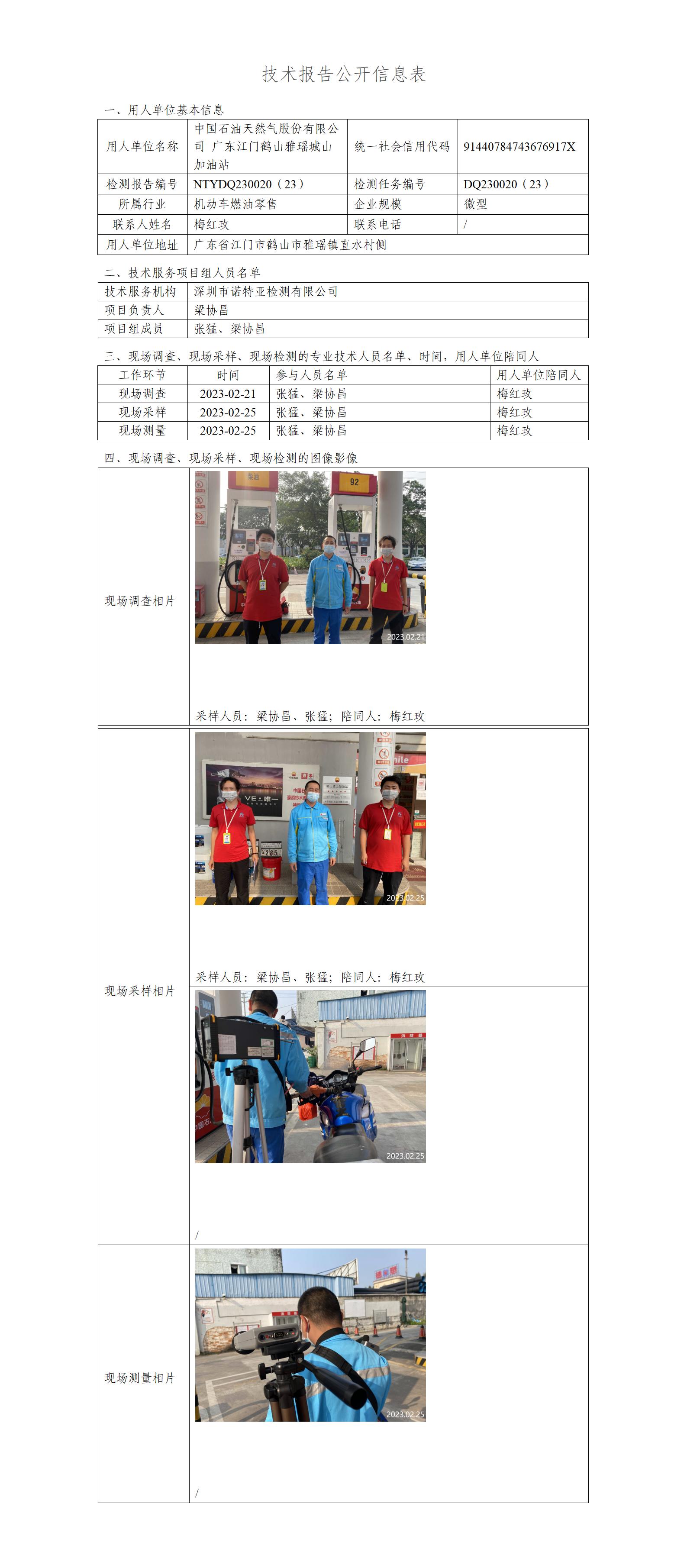 NTYDQ230020（23）-中国石油天然气股份有限公司广东江门鹤山雅瑶城山加油站